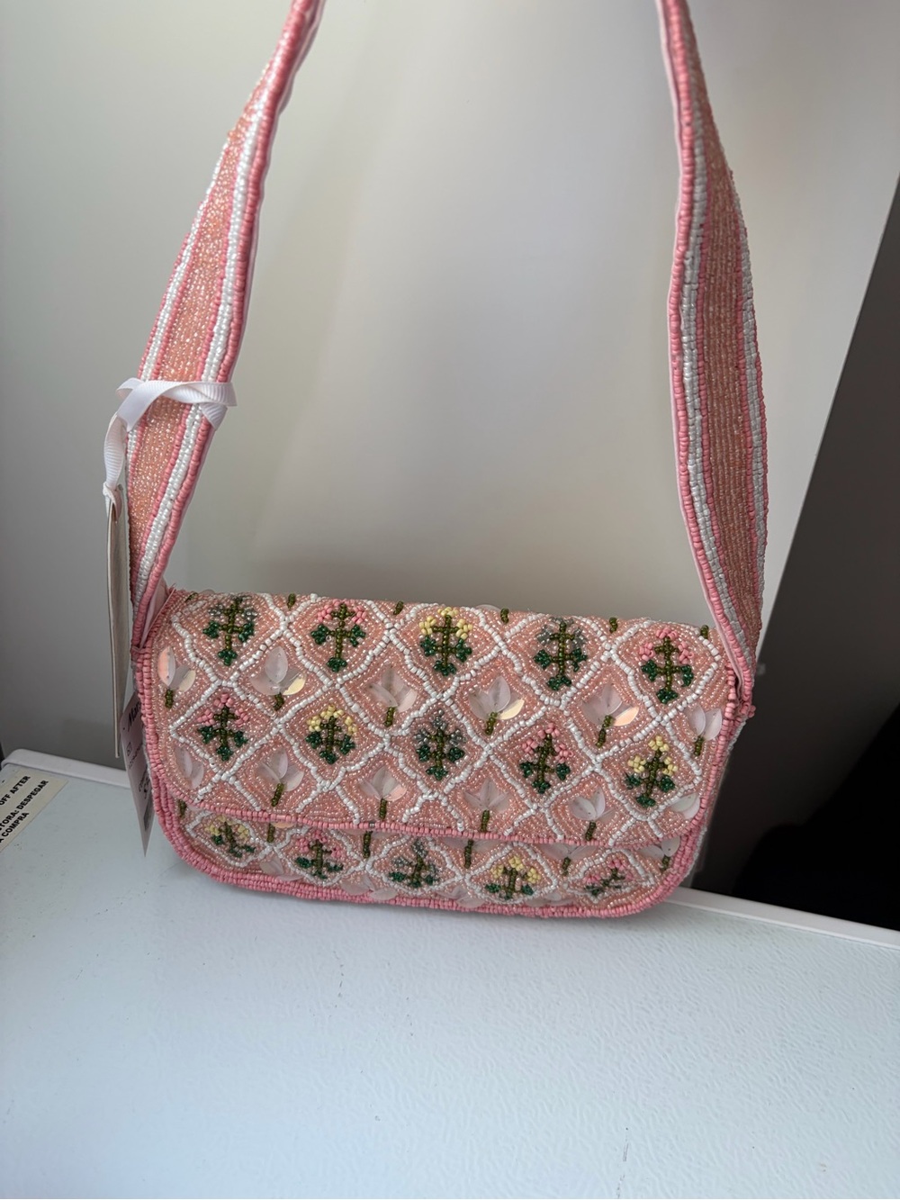 New Release Pink Floral Beaded Bag